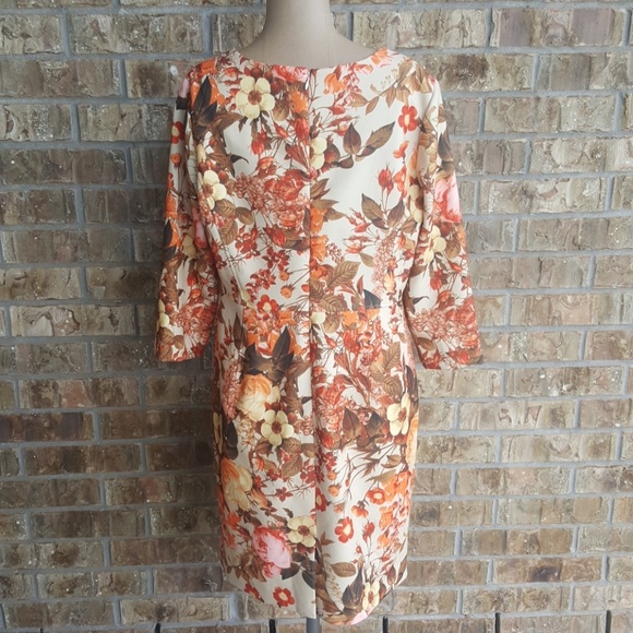 SOLD! TALBOTS Fall Bouquet Sheath Dress- Size 12P - Picture 2 of 6